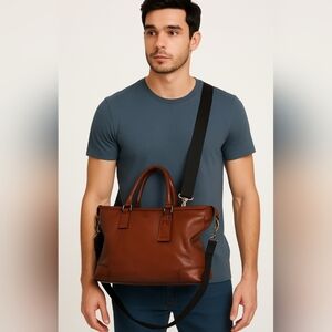 Tumi Beacon Hill Irving Slim Briefs Business Tan Leather Messenger Bag
